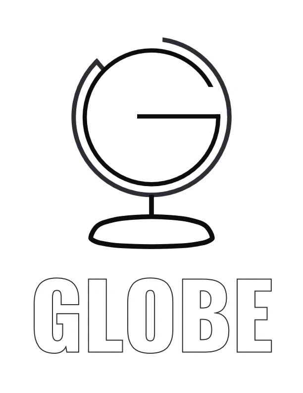 Globe shaped like the letter G coloring page