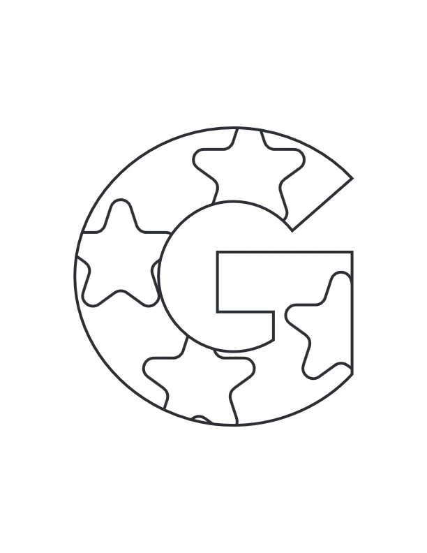 Uppercase G with stars inside coloring page