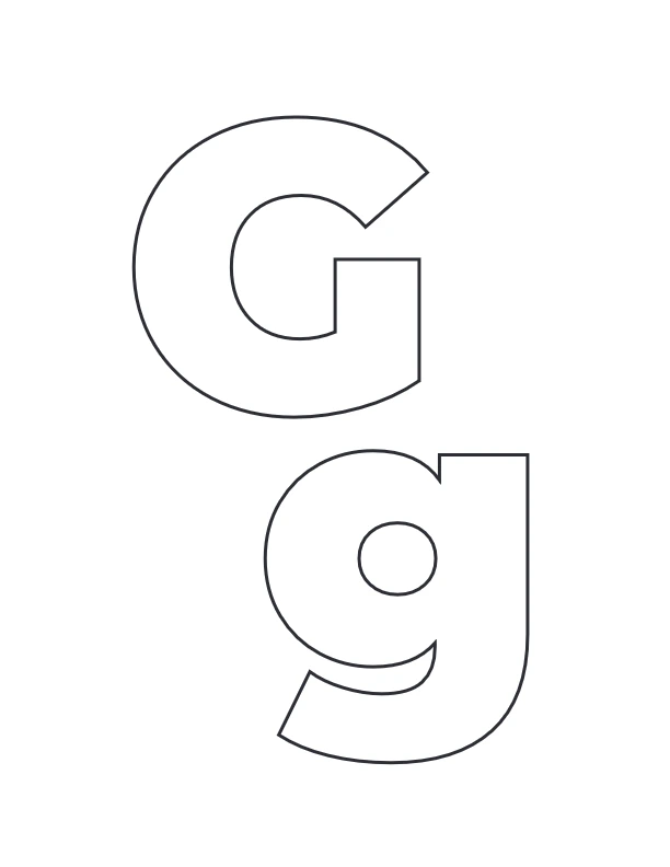 Uppercase and lowercase G coloring page