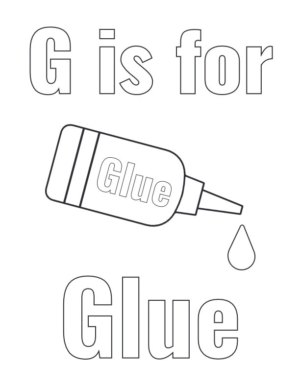 G is for Glue coloring worksheet