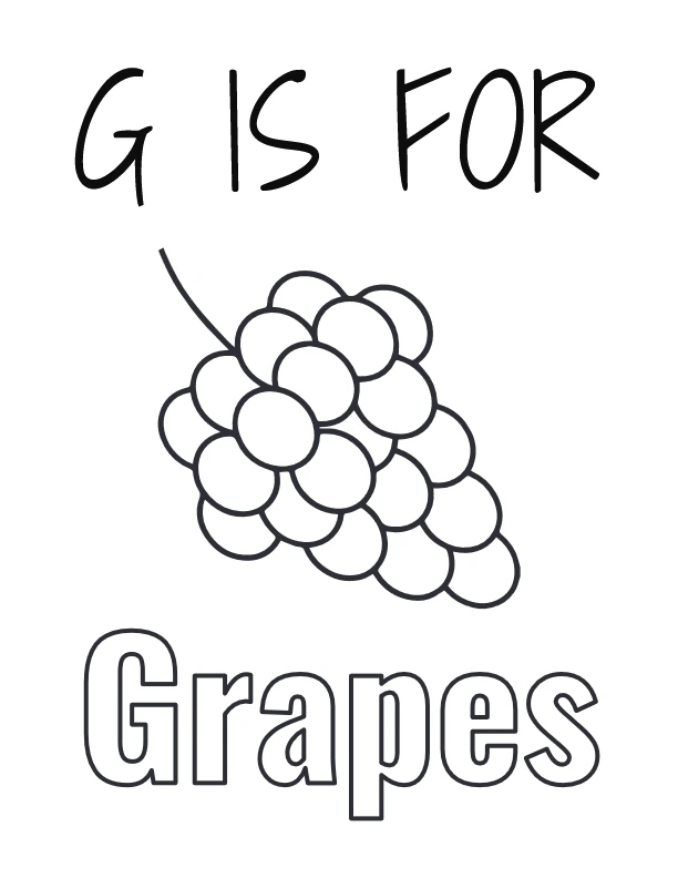G is for Grapes coloring page