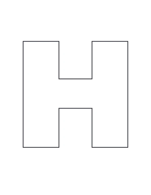 Bold uppercase H coloring page