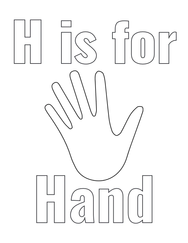 H is for Hand coloring page