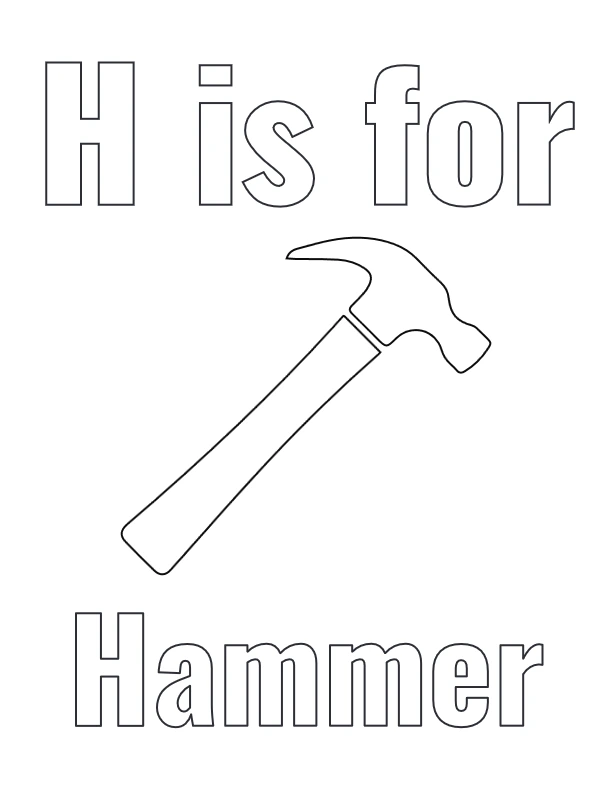 H is for Hammer coloring page