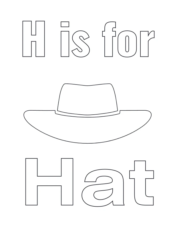 H is for Hat coloring page