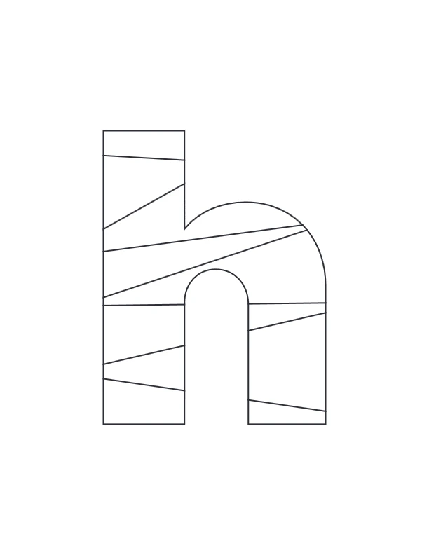 Lowercase h with stripe pattern coloring page