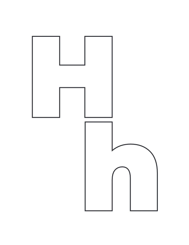 Uppercase and lowercase H coloring page