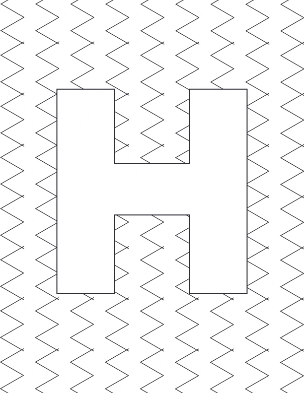 Uppercase H with patterned background