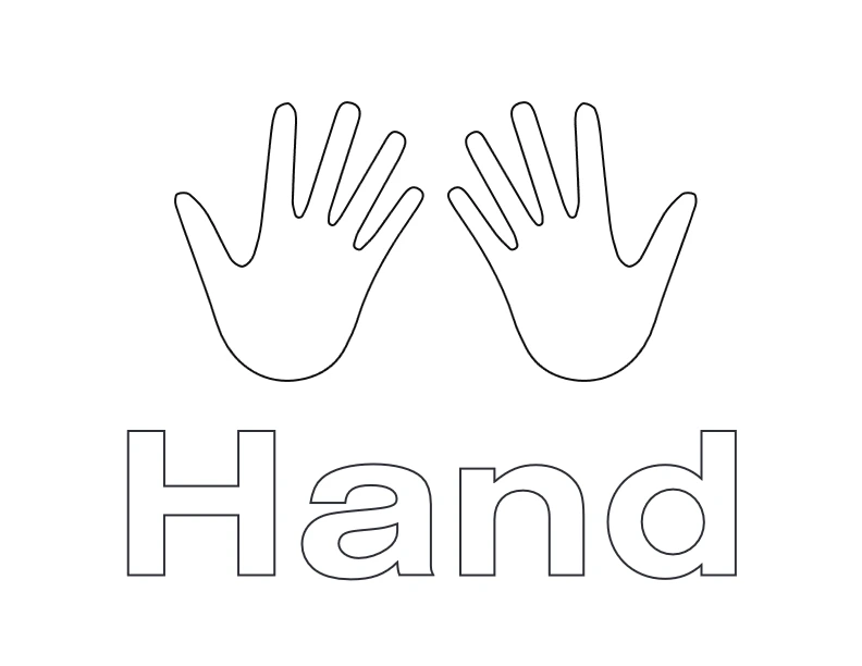Hand outline with word Hand coloring page
