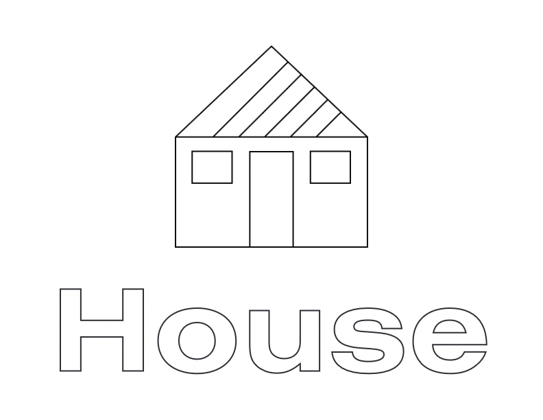 House outline with word House coloring page