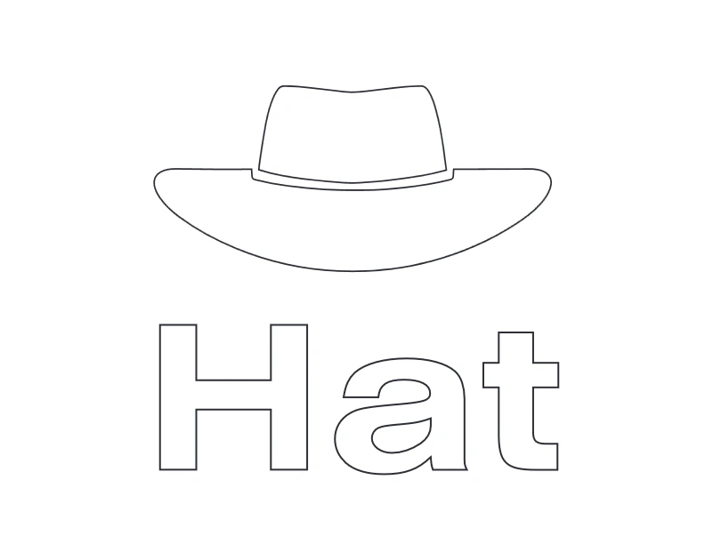 Hat outline with word Hat coloring page
