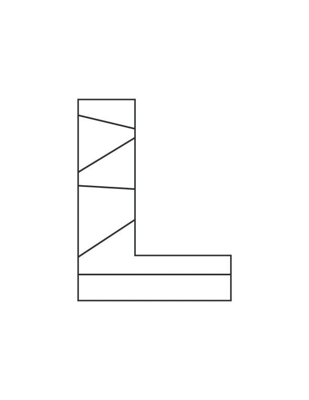 Letter L divided sections coloring page for creative designs