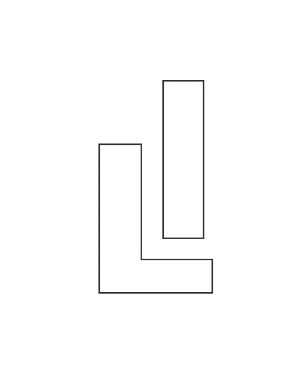 Playful block Letter L coloring page