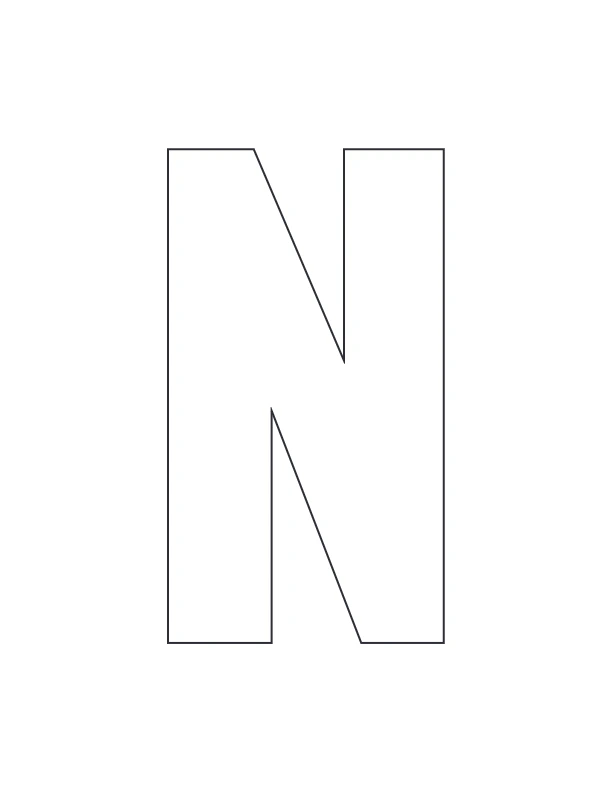 Uppercase and lowercase Letter N outline coloring page