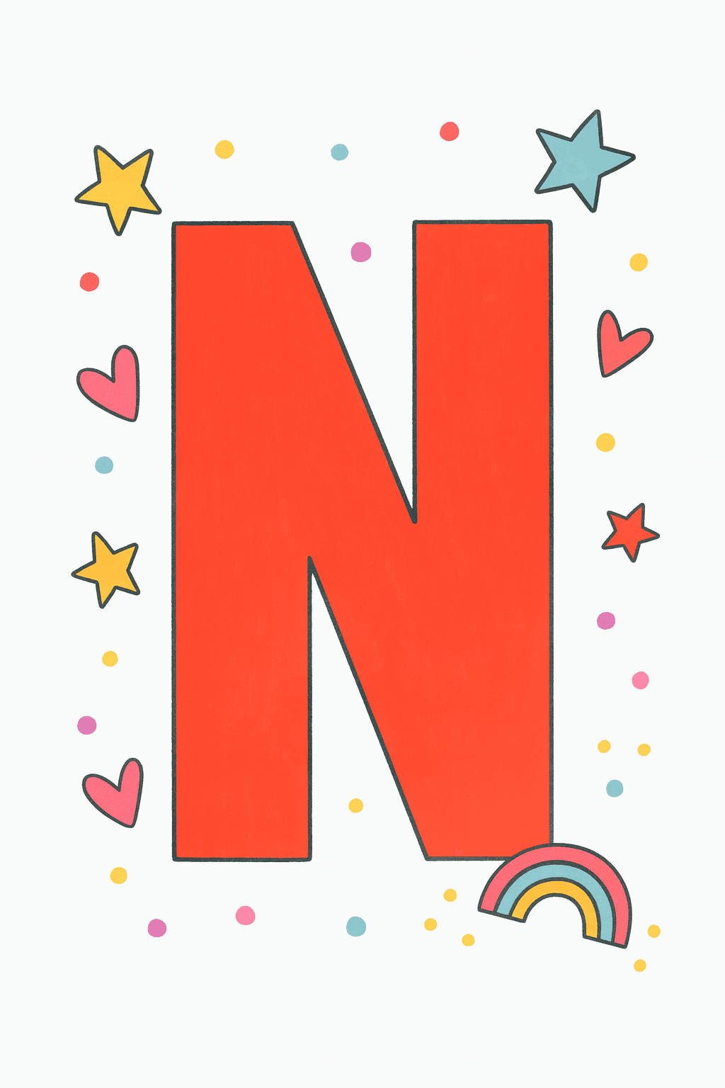 Letter N coloring page