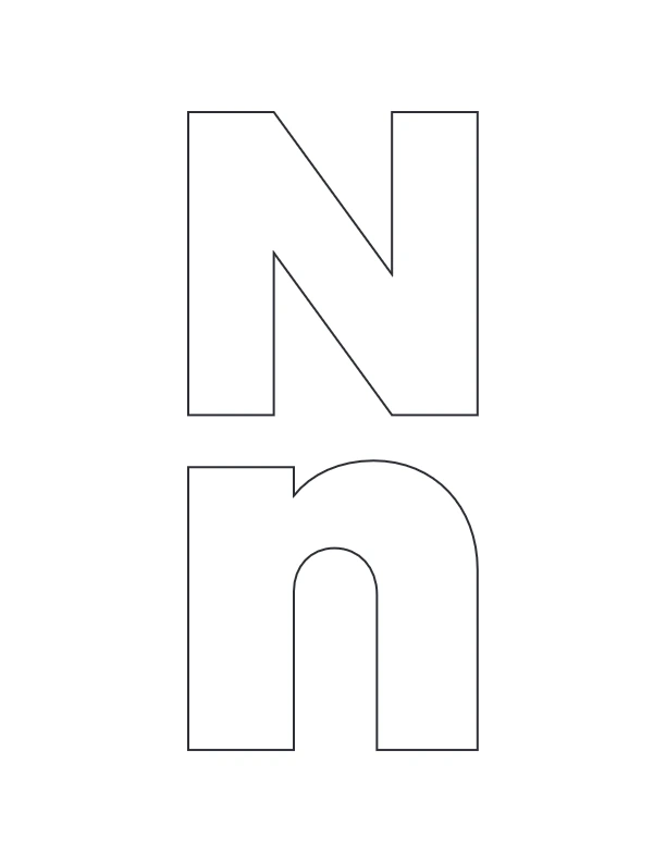 Letter N with zig-zag background pattern