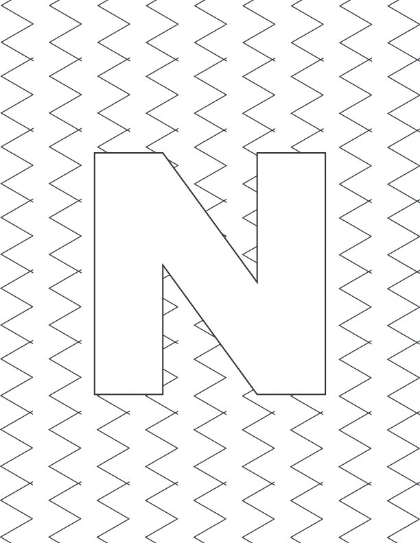 Uppercase n with patterned background