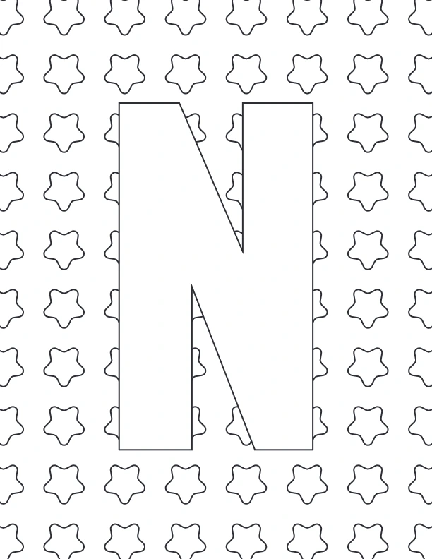 Letter N with star pattern background