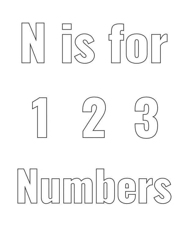 N is for NO coloring page with writing practice