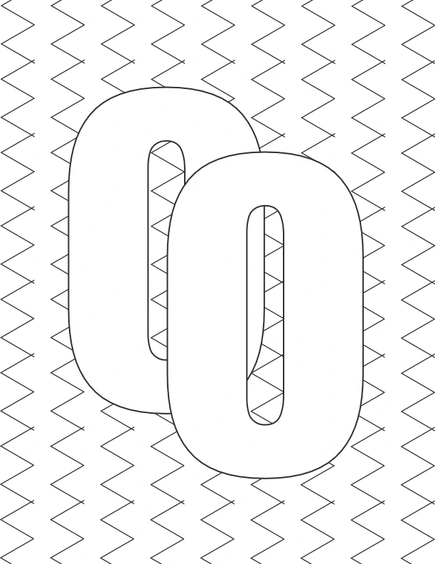 Double O with zig-zag background coloring page