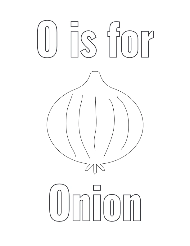 O is for Onion coloring page