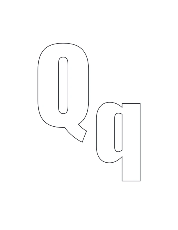 Uppercase and lowercase Q coloring page
