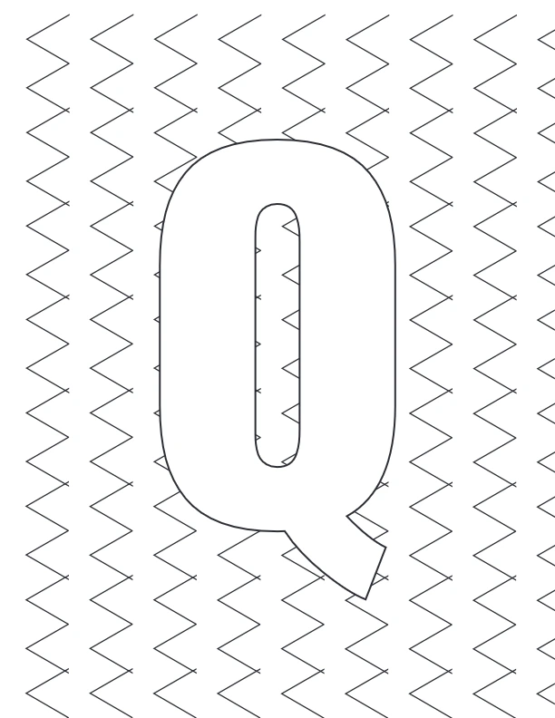 Letter Q with zigzag background coloring sheet