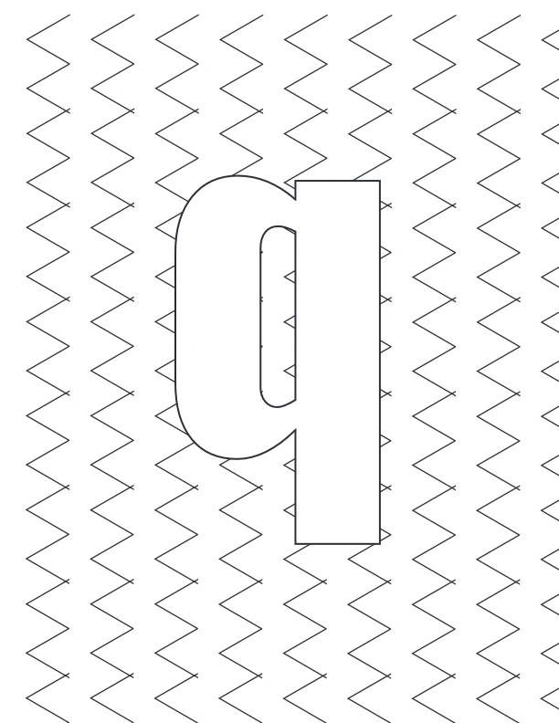 Lowercase q with zigzag background coloring sheet