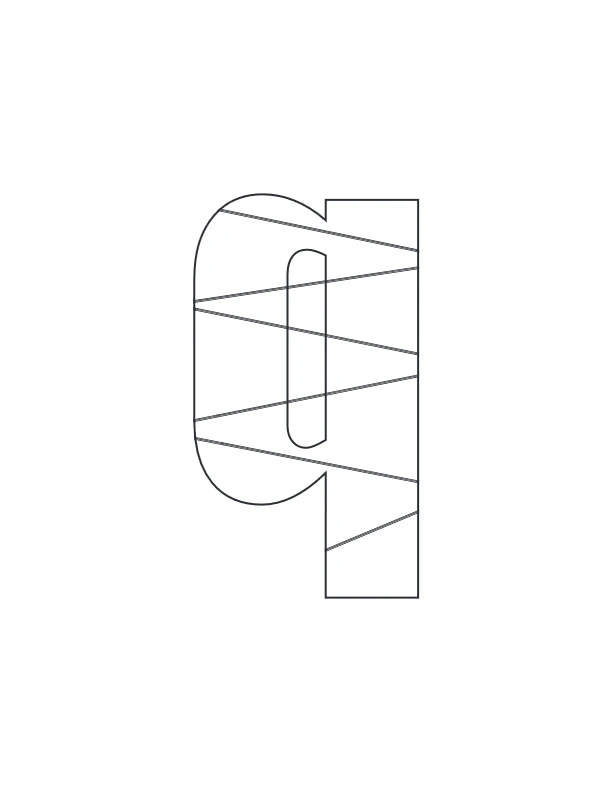 Lowercase q coloring page with inside sections