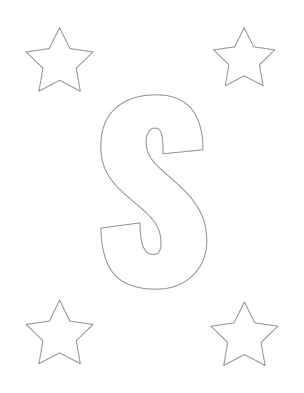 etter S with stars around coloring worksheet