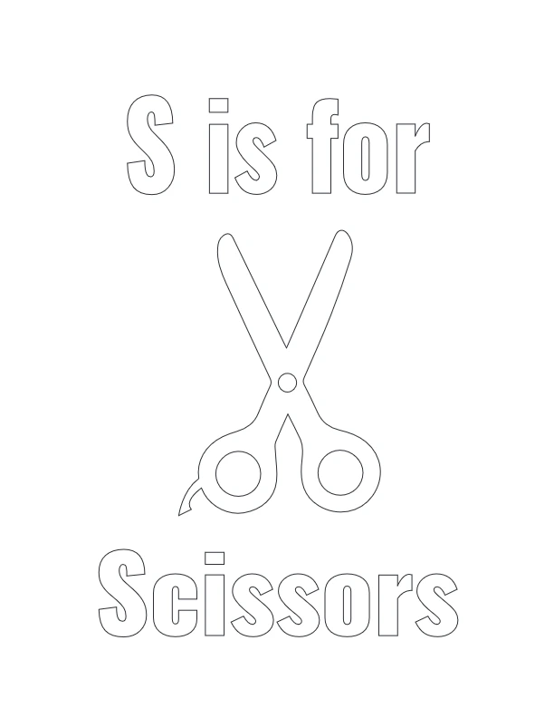 Letter S is for Scissors coloring sheet