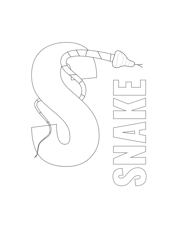 Letter S snake-themed coloring page