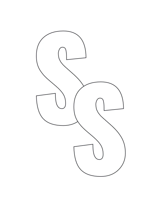 Double S coloring page overlapping letters