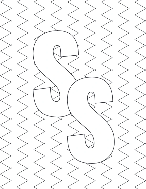 Two S letters with patterned zigzag design