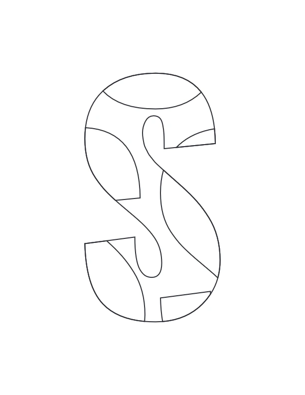 Letter S with abstract patterns inside