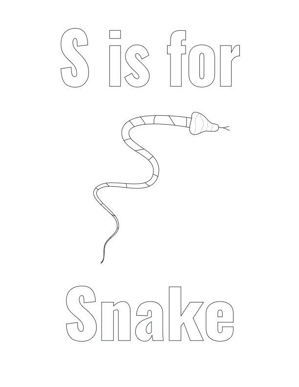 S is for Snake coloring worksheet