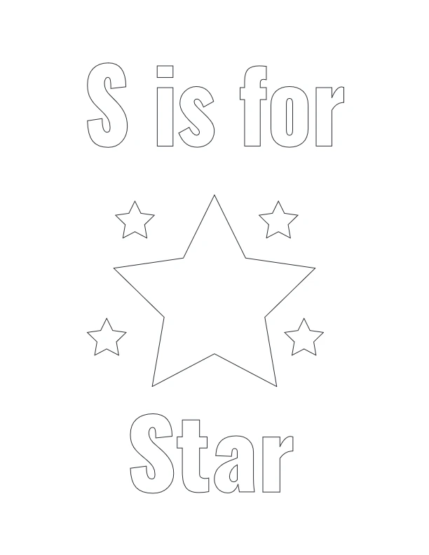 S is for Star coloring page with stars