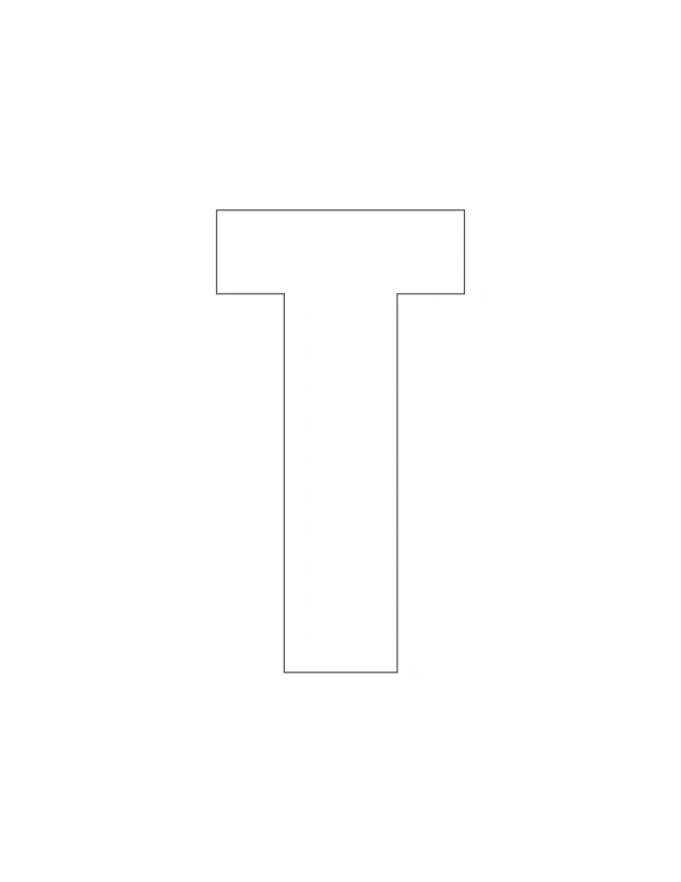 Uppercase letter T coloring page outline