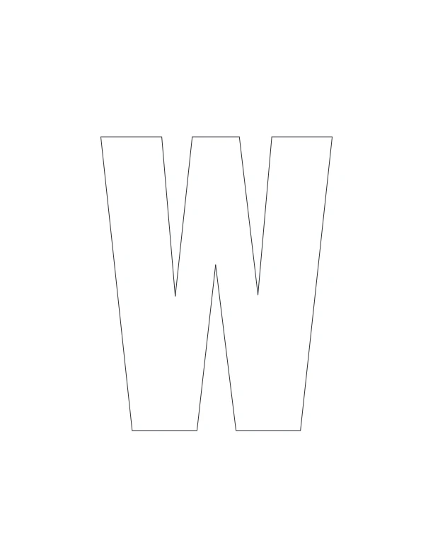 Letter W outline coloring page for kids