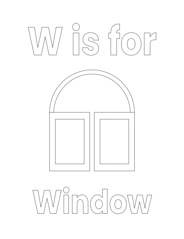 W is for Window coloring page