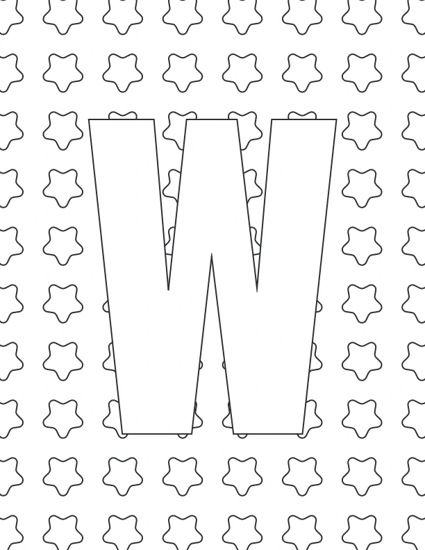 Letter W with star background printable