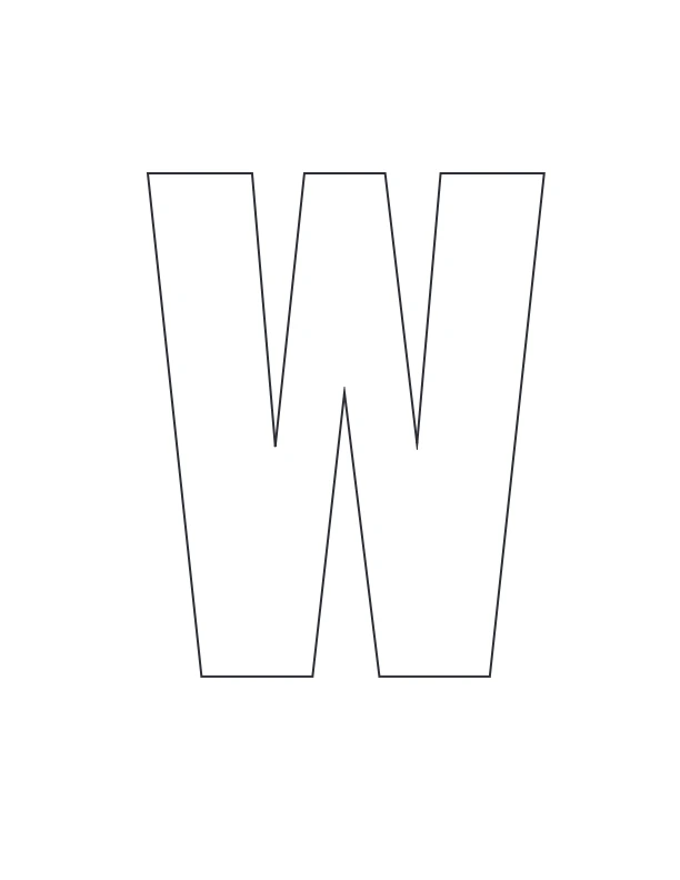 Bold thick Letter W coloring page