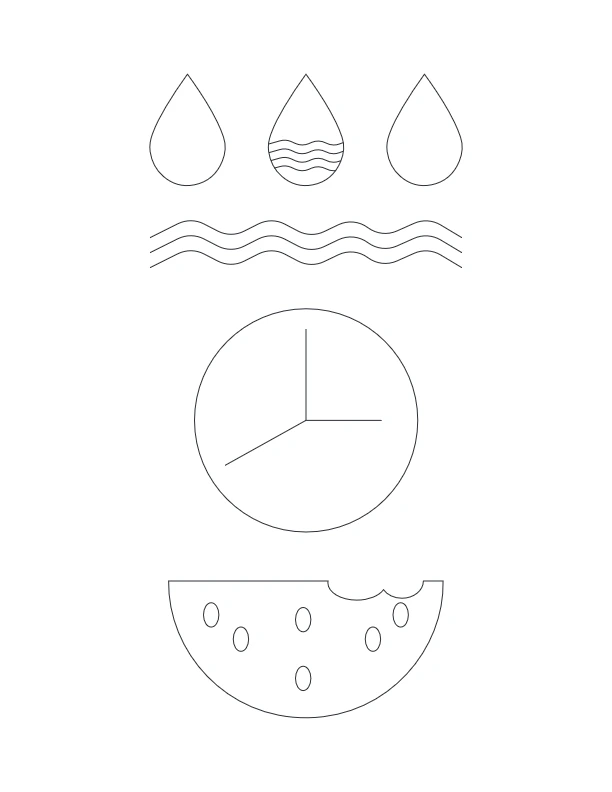 W is for Watch coloring worksheet with clock