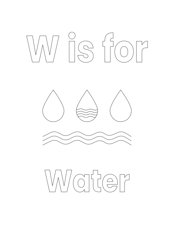 W is for Watermelon coloring worksheet