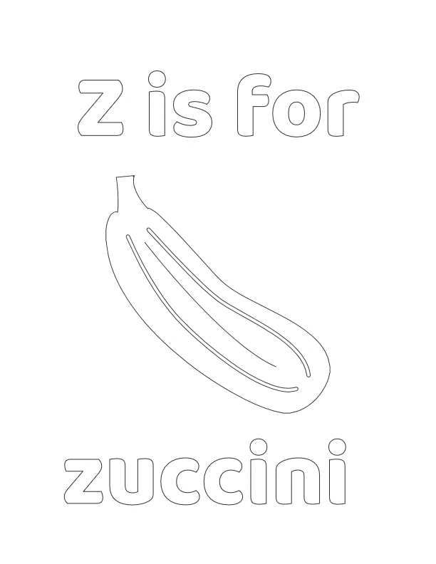 Z is for Zucchini coloring page