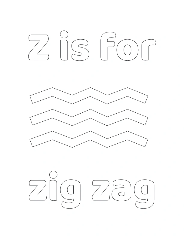 Z is for Zig Zag coloring page