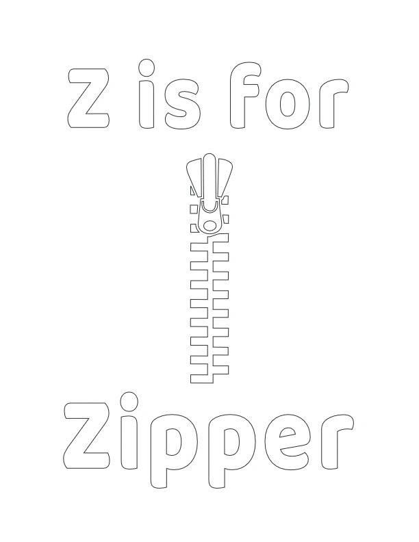 Z is for Zipper coloring page