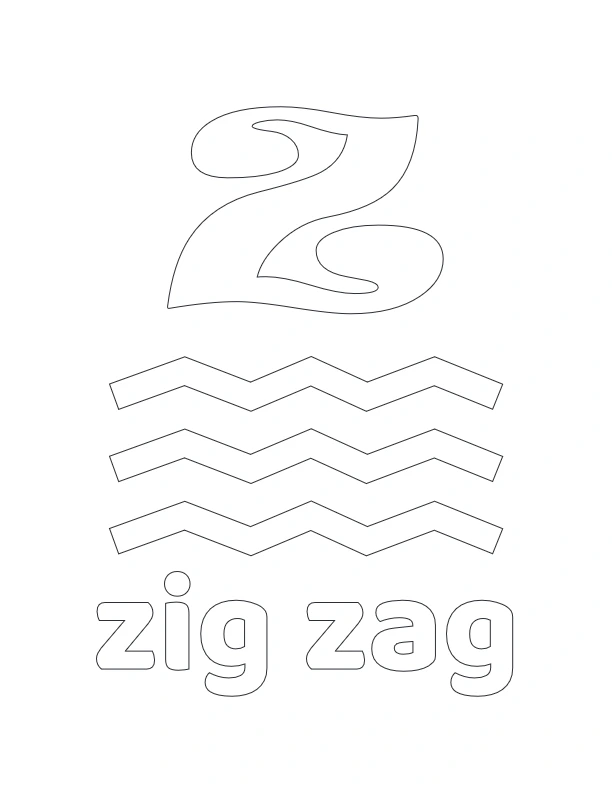 Fancy Z with zig-zag design coloring page